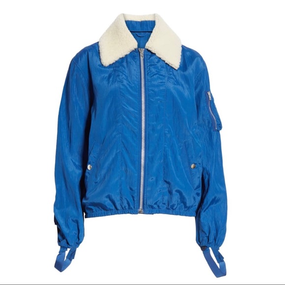 Helmut Lang Genuine Shearling Collar Bomber Jacket - Picture 4 of 12